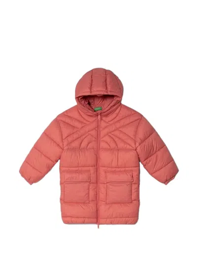 Benetton Kids' Quilted Hooded Jacket In Red