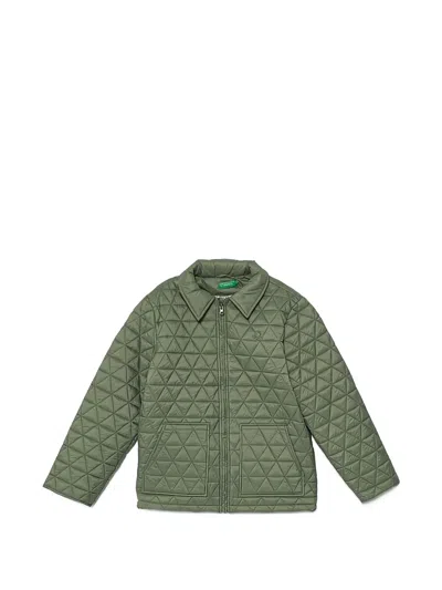 Benetton Kids' Quilted Jacket In Green