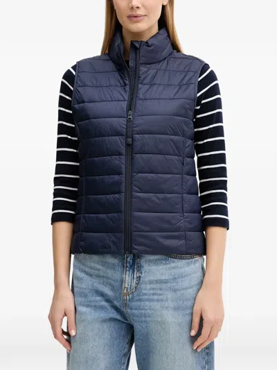 Benetton Quilted Sleeveless Jacket In Blue