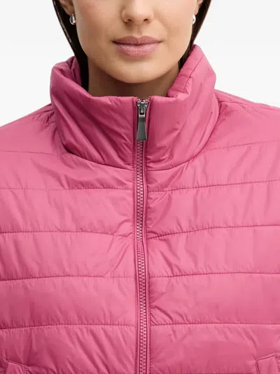 Benetton Quilted Wide-sleeve Cropped Puffer Jacket In Pink