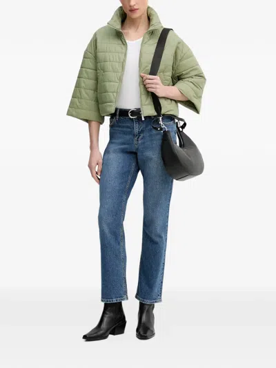 Benetton Quilted Wide-sleeve Jacket In Green