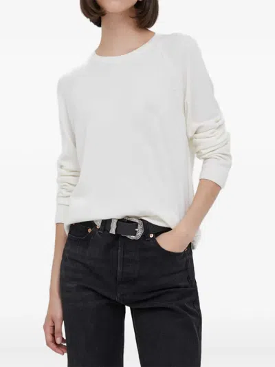 Benetton Raglan-sleeve Fine-knit Sweater In White