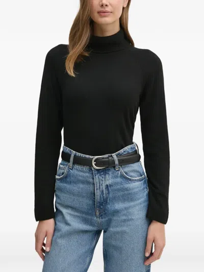 Benetton Raglan-sleeve Roll-neck Sweater In Black