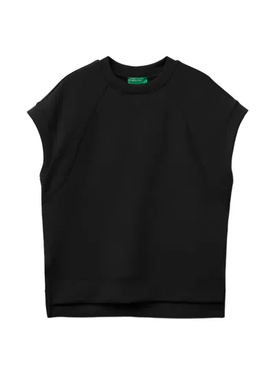 Benetton Raglan-sleeve Sleeveless T-shirt In Black