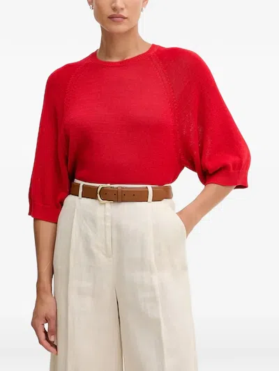 Benetton Raglan-sleeve Sweater In Red