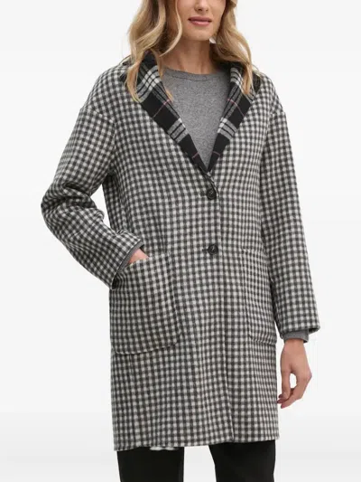 Benetton Reversible Check-pattern Coat In Black