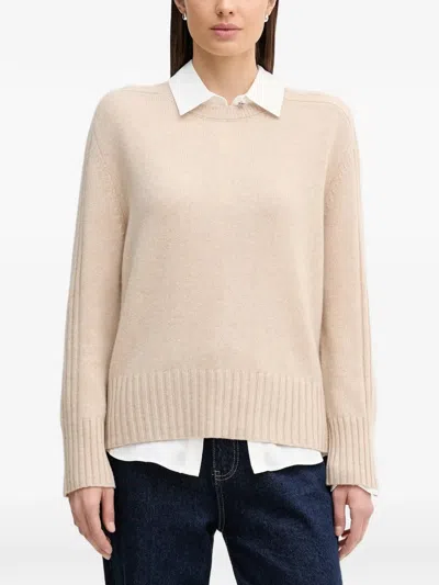 Benetton Ribbed Cashmere Sweater In Neutral