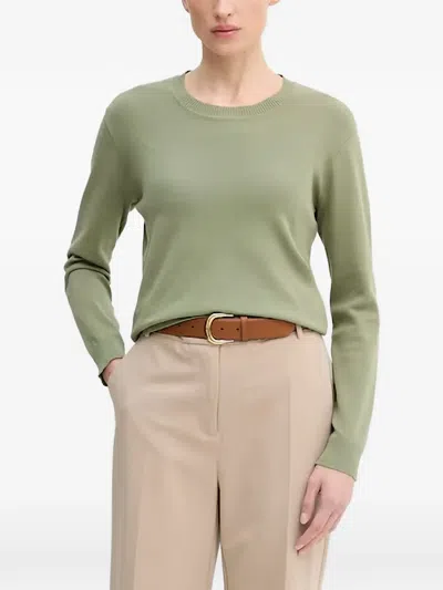 Benetton Ribbed Crewneck Sweater In Green