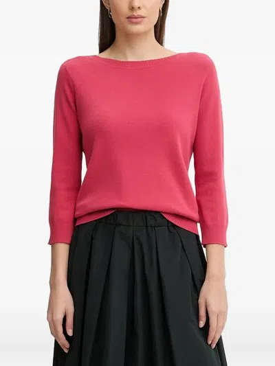Benetton Ribbed Crewneck Sweater In Red
