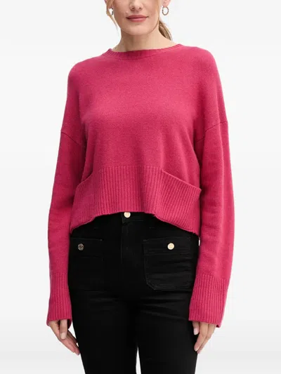 Benetton Ribbed Cropped Sweater In Pink