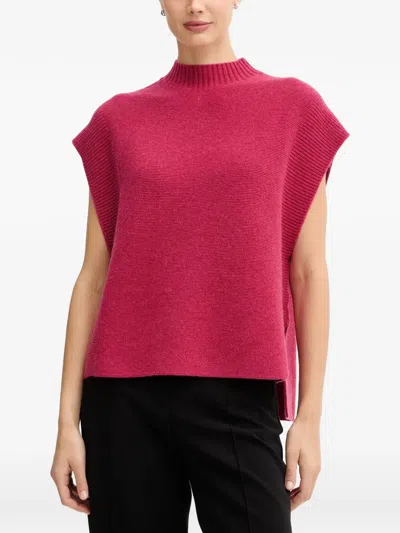 Benetton Ribbed High-neck Sweater In Pink