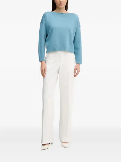 Benetton Ribbed Knit Jumper In Blue
