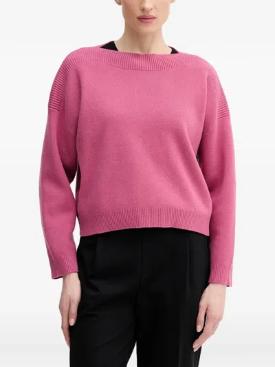Benetton Ribbed Round-neck Knitwear In Pink