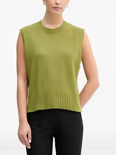 Benetton Ribbed Sleeveless Knitwear In Green