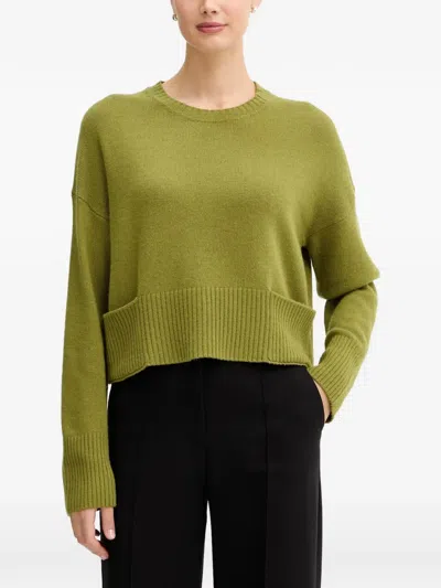 Benetton Ribbed-knit Crew-neck Sweater In Green
