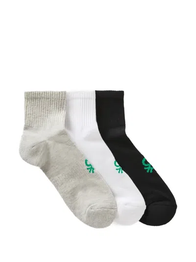 Benetton Ribbed-knit Logo-embroidered Socks Pack (set Of Three) In Multi