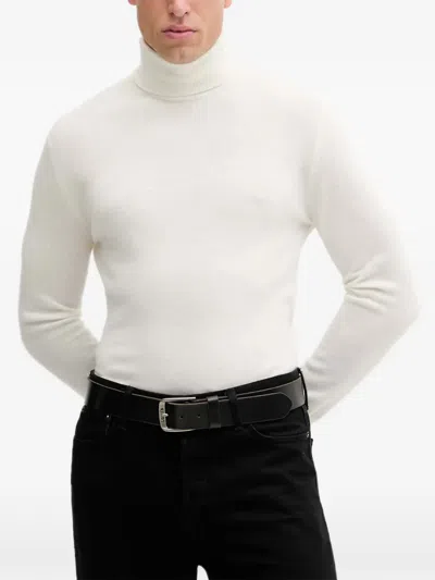 Benetton Ribbed-knit Roll-neck Sweater In White