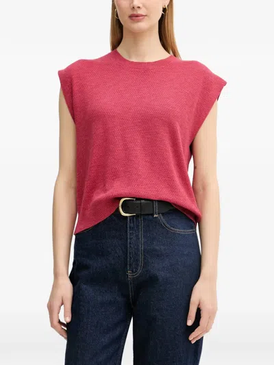 Benetton Ribbed-knit Sleeveless Sweater In Pink