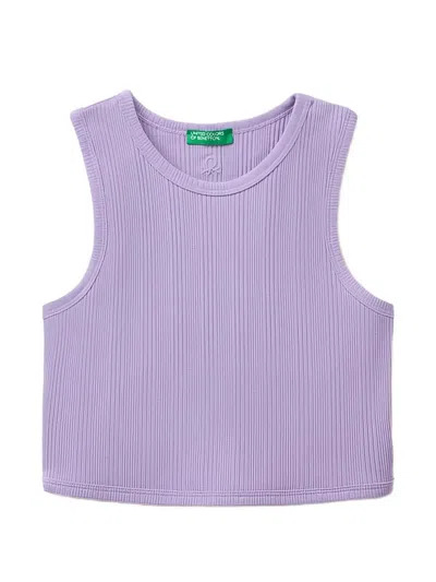 Benetton Kids' Ribbed-knit Tank Top In 紫色