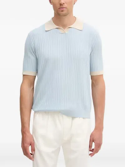 Benetton Ribbed-knit T-shirt In Blue