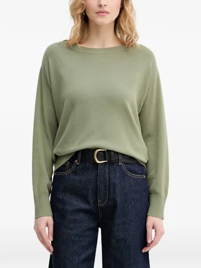 Benetton Ribbed-trim Sweater In Green