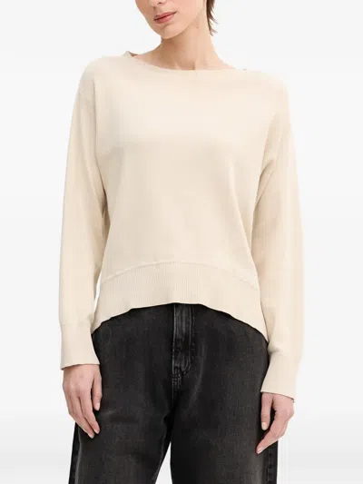 Benetton Ribbed-trim Sweater In Neutral