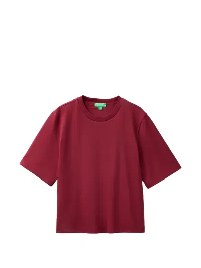 Benetton Ribbed-trim T-shirt In Red