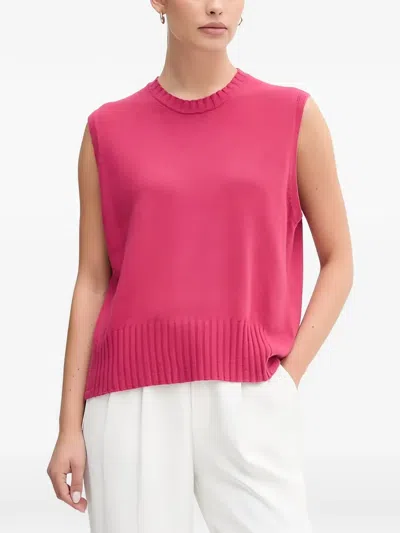 Benetton Ribbed-trim Vest In Pink