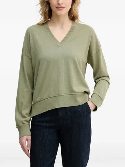 Benetton Ribbed-trim V-neck Sweater In Black