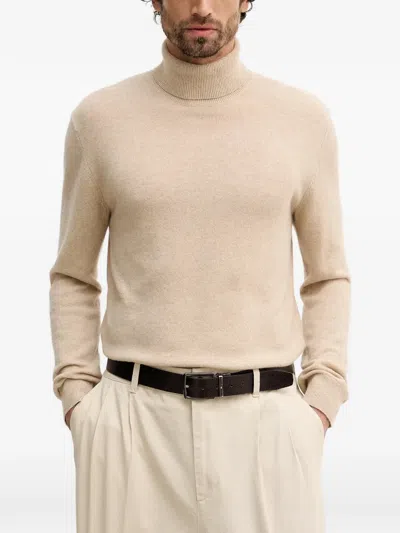 Benetton Roll-neck Long-sleeve Sweater In Neutral