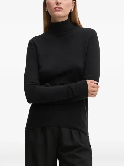 Benetton Roll-neck Knitted Sweater In Black