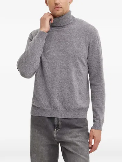 Benetton Roll-neck Knitted Sweater In Gray