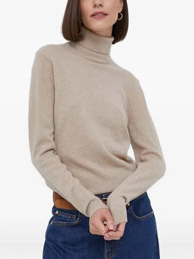 Benetton Roll-neck Knitted Sweater In Neutral