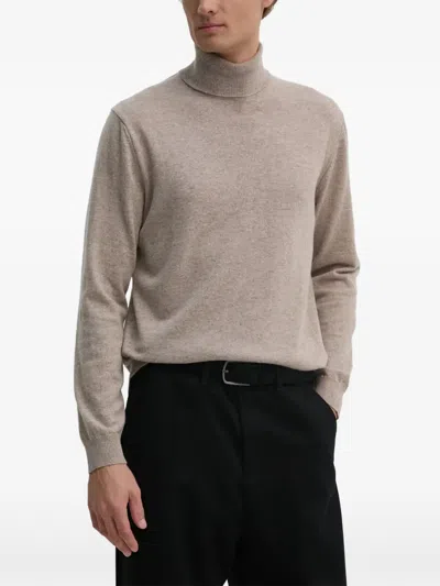 Benetton Roll-neck Knitted Sweater In Neutral