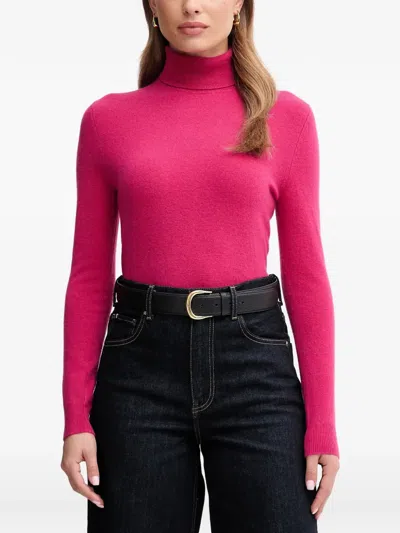 Benetton Roll-neck Knitted Sweater In Pink