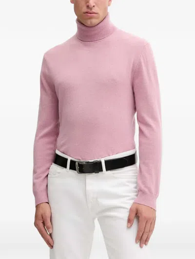 Benetton Roll-neck Knitted Sweater In Pink