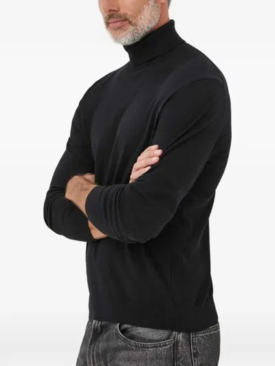 Benetton Roll-neck Long-sleeve Sweater In Black