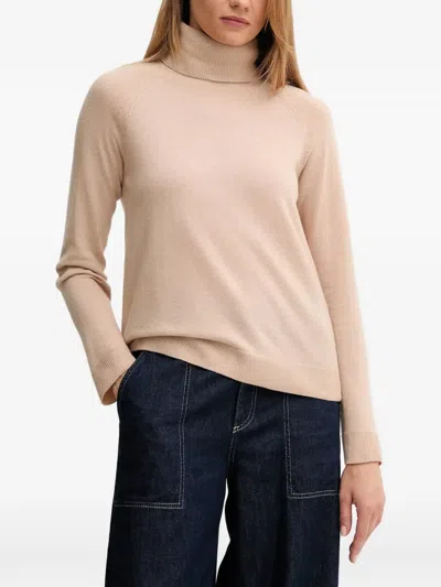 Benetton Roll-neck Raglan-sleeve Sweater In Neutral