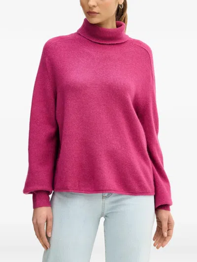 Benetton Roll-neck Raglan-sleeve Sweater In Pink