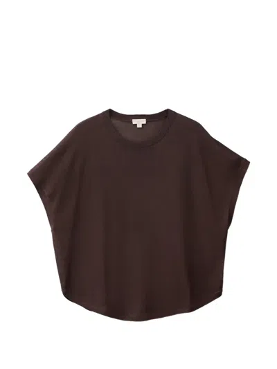 Benetton Round-neck Cap-sleeved T-shirt In Brown