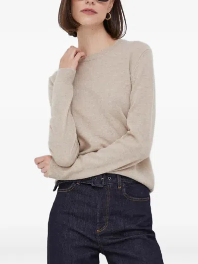 Benetton Round-neck Wool Sweater In Neutrals