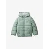 Benetton Kids' Brand-embroidery Teddy-lined Padded Shell Jacket 6-14 Y In Sage Green