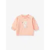 Benetton Kids' Salmon Animal-embroidered Stretch-woven Sweatshirt 1-18 M