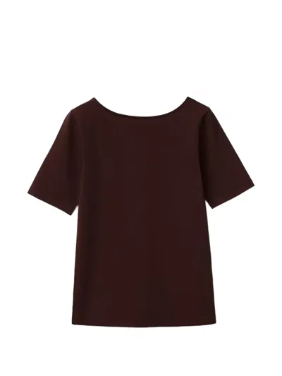 Benetton Scoop-neck Short-sleeve T-shirt In Brown