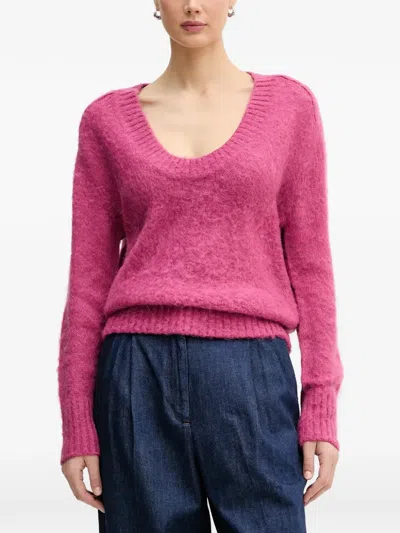 Benetton Scoop-neck Sweater In Pink