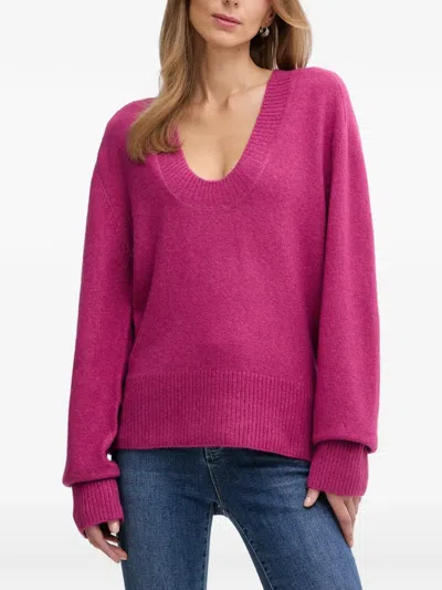 Benetton Scoop-neck Sweater In Purple