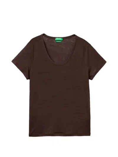 Benetton Scoop-neck T-shirt In Brown