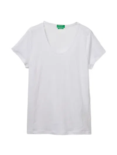 Benetton Scoop-neck T-shirt In White