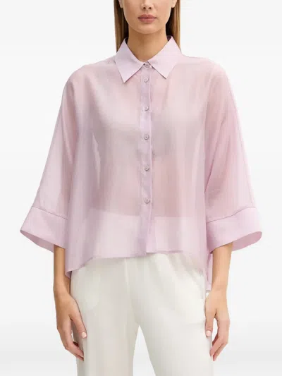 Benetton Sheer-finish Button-down Shirt In Pink