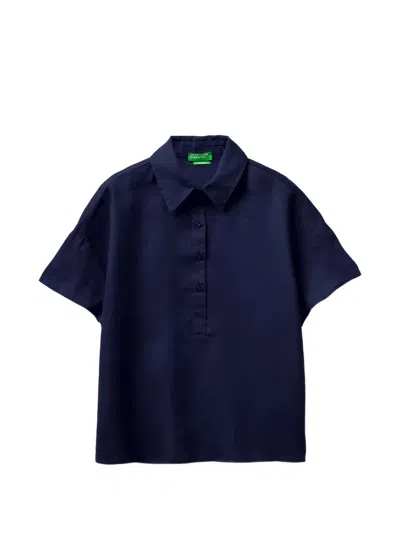 Benetton Short-sleeve Blouse In Blue